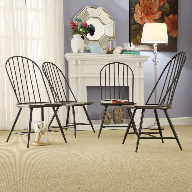Set of 4 Raelyn Two-Tone Spindle Windsor Dining Chairs Black - Inspire Q, 3 of 8