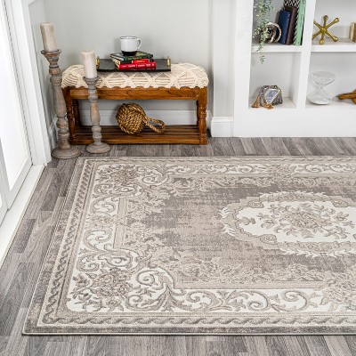 Handmade Reversible Gray/Ivory Medallion Synthetic 3x5 Area Rug