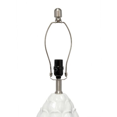 White Resin Table Lamp with Fabric Shade and 3-Way Switch