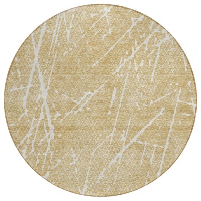 Beige And Ivory Abstract Washable Indoor Outdoor Area Rug