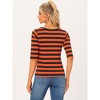 INSPIRE CHIC Women's Elbow Sleeves Boat Slim Fit Casual Stripe Animal Print Multi Floral Pattern T-Shirt - 4 of 4