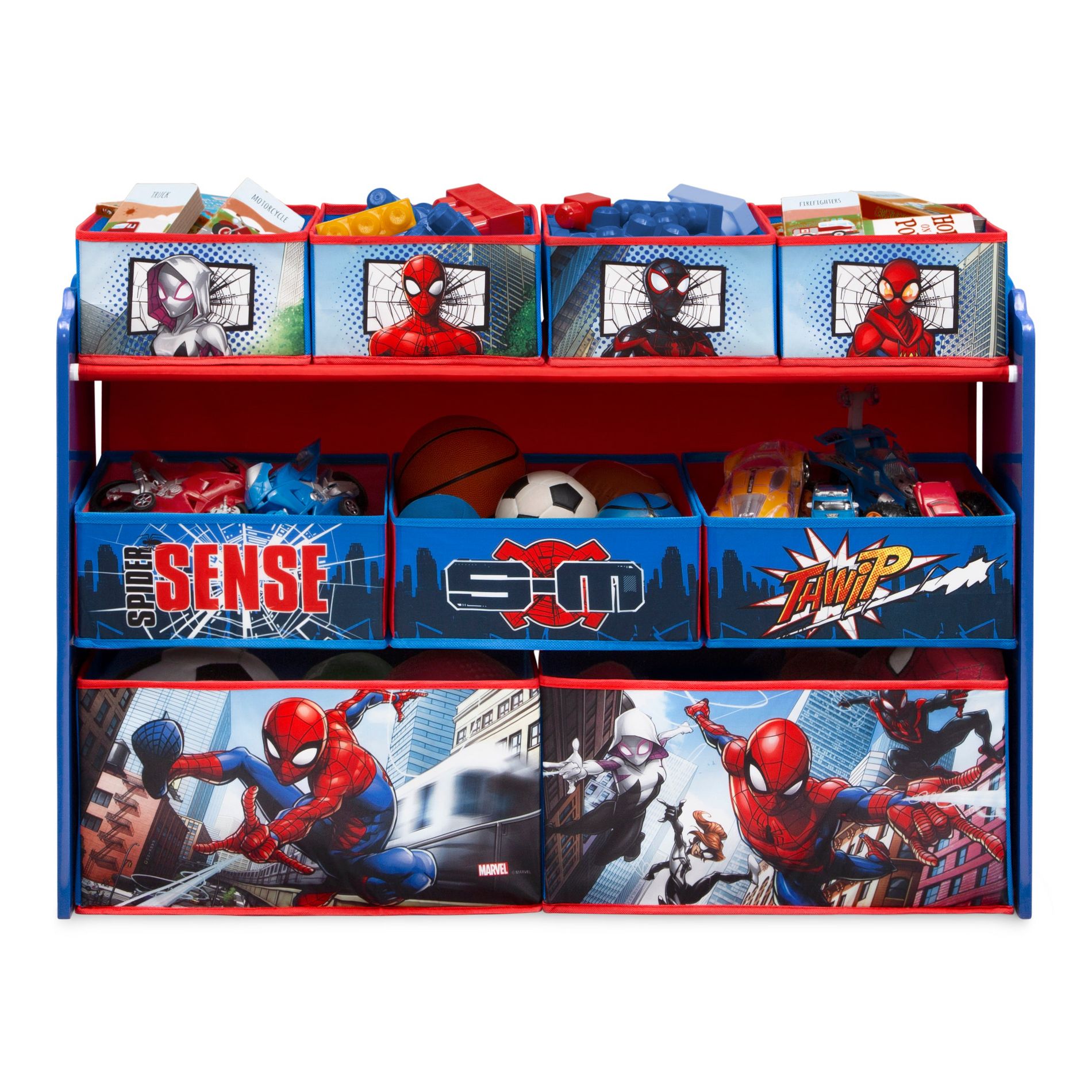 Delta Children Spider-Man 9 Bins Toy Organizer with Reusable Stickers