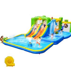 VisioGear Inflatable Water Parks, 9 in 1 Inflatable Bounce House with Soak Pool, Multicolored, 238"*164"*67" - 1 of 4