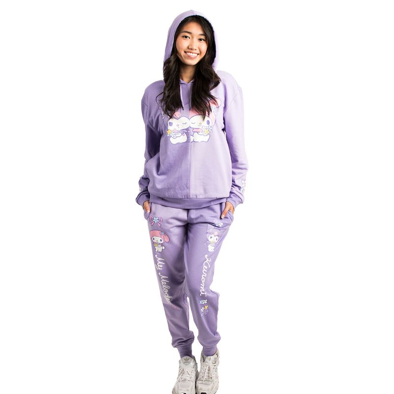 Hello Kitty & Friends My Melody and Kuromi Women's Lilac Hoodie and Joggers 2-Piece Set, 2 of 4