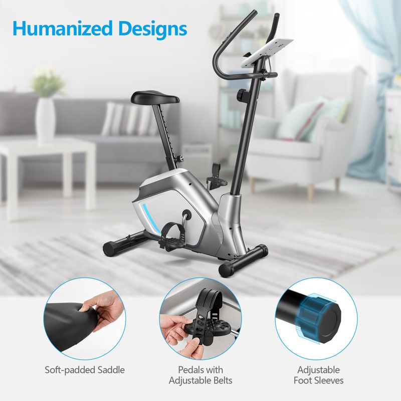 Costway 2-in-1 Exercise Bike Adjustable Magnetic Stationary Bike w/ LCD Screen 8 Magnetic Resistances, 5 of 11