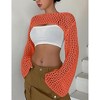 Womens Cropped Sweater Crochet Knit Crop Tops See Through Knit Sweater Beach Cover Ups - 2 of 4