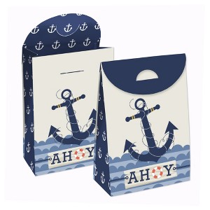 Big Dot of Happiness Ahoy - Nautical - Baby Shower or Birthday Gift Favor Bags - Party Goodie Boxes - Set of 12 - 1 of 4