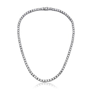 "White Gold Plated 3MM Tennis Necklace with Sparkling Cubic Zirconia – A Classic and Elegant Jewelry Piece" - 1 of 3