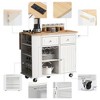 LOVSON White Kitchen Island Cart with Power Outlet - Features Drop Leaf, Wine Rack, 5 Wheels & Adjustable Storage for Home & Dining Room - 4 of 4