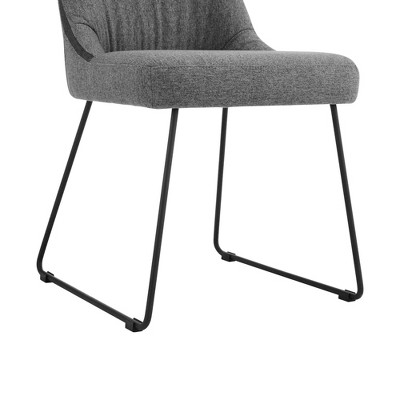 Set of 2 Gray Upholstered Metal High Back Dining Chairs