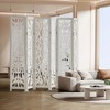 PexFix Room Divider Folding Screen Room Divider with Carved Floral Pattern for Home Office Garden Bedroom Paulownia Wood - 3 of 4