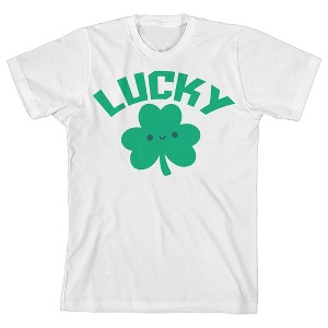 St. Patrick's Day Lucky Crew Neck Short Sleeve Youth White T-shirt - 1 of 3