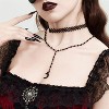 Gothic Blood Drop Fringe Choker With Crystal & Pearl Beads For Vampire Halloween Punk Jewelry - 4 of 4