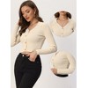 Allegra K Women's V Neck Crop Ribbed Knit Casual Long Sleeve Solid Sweater Pullover Top - 2 of 4