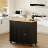 Celebalcony Rolling Kitchen Island Cart With Butcher Block Top – Portable Workstation With Storage Shelves, Locking Wheels - 4 of 4