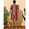 INSPIRE CHIC Men's Short Sleeves Hawaiian Animal Printed Outfit Set 2 Pieces - 3 of 4