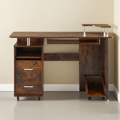 Computer Desk Modern with File Drawers and Keyboard Tray for Home Office 47in Wide-3irtyhousy