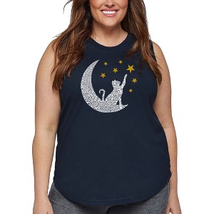 LA Pop Art Cat Moon - Women's Word Art Tank Top - 1 of 4