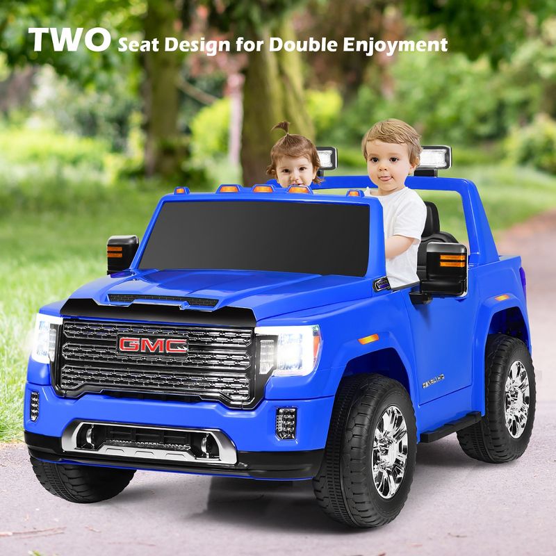 12V 2-Seater Licensed GMC Kids Ride On Truck RC Electric Car w/Storage Box White\ Black\Blue\Pink\ Red, 3 of 11