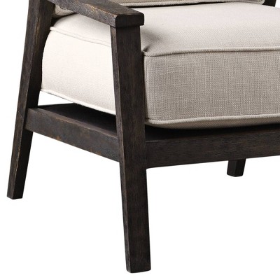 Lyle Transitional Neutral Beige Linen and Walnut Wood Accent Chair