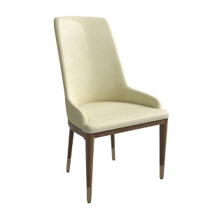 LeisureMod Modern Dining Chair Upholstered in Leather with Brown Rubberwood Legs Accent Kitchen Room Side Chairs Viva Series - 1 of 4