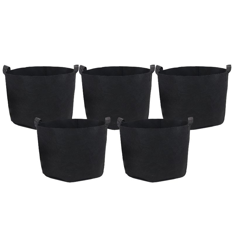 Sunnydaze Garden Grow Bag with Handles Nonwoven Polypropylene Fabric, Black, 5pc, 1 of 10