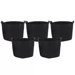 Sunnydaze 10-Gallon Garden Grow Bag with Handles Nonwoven Polypropylene Fabric, Black, 5pc