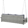 Okak 3-Person Patio Swing Bench with Cushions&Chains,Large Hammock Swing Bed for Courtyard,Garden&Poolside,Outdoor Hanging Chair,800LBS Capacity - 2 of 4