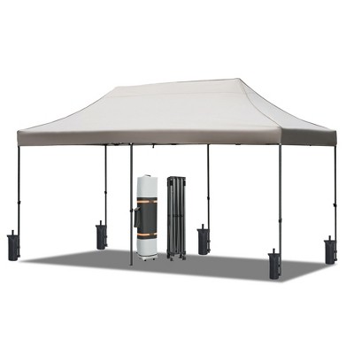 10x20 FT Pop Up Canopy Tent, Commercial Instant Canopy with 6 Sidewalls & 6 Sandbags, Adjustable Party Gazebo for Camping Wedding Gatherings