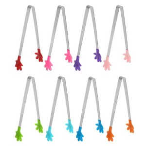 Unique Bargains Stainless Steel Silicone Tips Cooking Grilling Food Tongs 8 Pcs - 1 of 4
