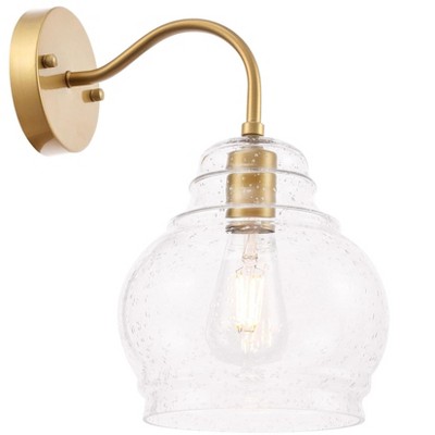 Elegant Lighting Pierce 1 light Brass and Clear seeded glass wall sconce