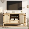 Rattan Sideboard Buffet Cabinet with Drawers, 59.1" Farmhouse Storage Cabinet, Coffee Bar Console for Living Room Kitchen Entryway - 3 of 4