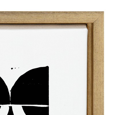 Modern Black and White Abstract Canvas Print with Natural Frame