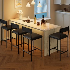 Garvee 4-Piece Bar Stool Set - 25.5" Upholstered Counter Height Stools w/Back & Footrest, For Counter Bar, Island, Easy Assembly - 1 of 4