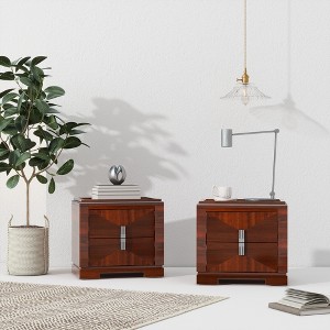 Christopher Knight Home Gruthal Mid-Century Modern Wooden Nightstand with 2 Drawers (Set of 2) - 1 of 4
