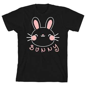 Dear Spring Cute Cartoon "Bunny" Youth Girl's Black Short Sleeve Crew Neck Tee