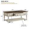 47.2" Farmhouse Coffee Table with Drawer and Lockable Wheels, White and Gray Center Table with Shelf for Living Room -3irtyhousy - 4 of 4