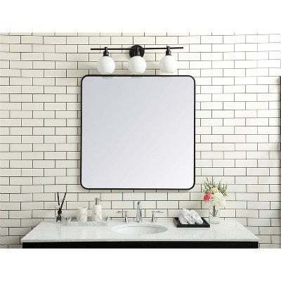 Contemporary Black Rectangular Bathroom Vanity Mirror 36x36 Inch