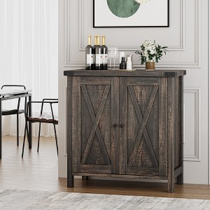 Farmhouse Buffet Cabinet Storage Cabinet with Doors and Shelves, Kitchen Buffets and Sideboards - 1 of 4