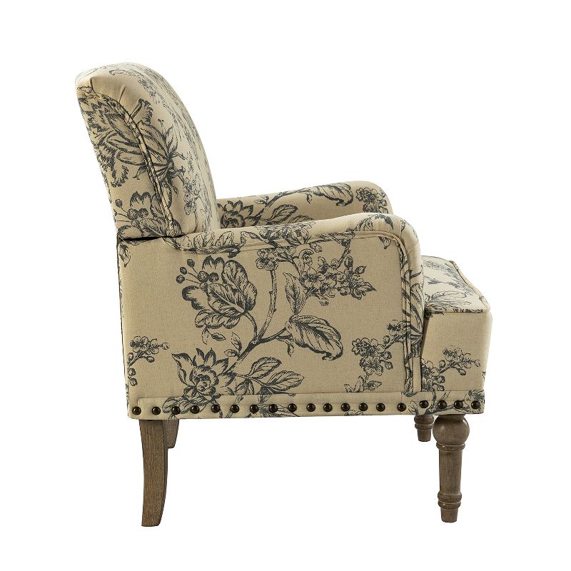 Set of 2 Reggio  Traditional  Wooden Upholstered  Armchair with Floral Patterns and  Nailhead Trim | ARTFUL LIVING DESIGN, 3 of 11