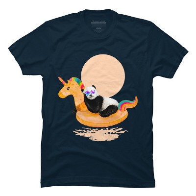 Men's Design By Humans Chillin (Unicorn Panda) By 38Sunsets T-Shirt