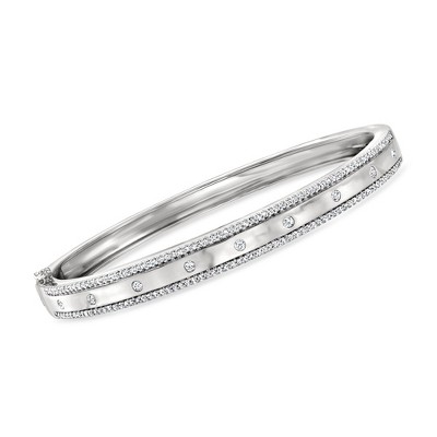 Ross-Simons 0.70 ct. t.w. Diamond Studded Bangle Bracelet in Sterling Silver
