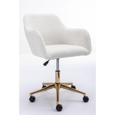 NicBex Adjustable Swivel Office Chair with Gold Metal Legs for Work Study,Home Office Desk Chair with Wide Seat,Vanity Chair