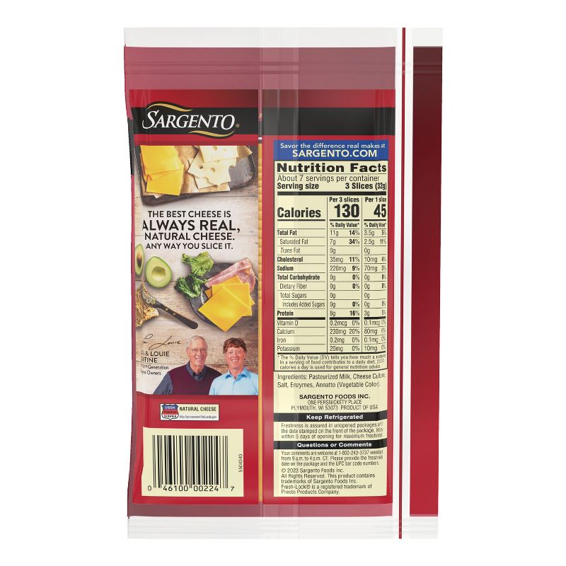 Sargento Ultra Thin Natural Cheddar Cheese Slices - 7.6oz/20 slices, 3 of 11