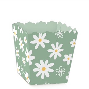 Big Dot of Happiness Sage Green Daisy Flowers - Party Mini Favor Boxes - Floral Party Treat Candy Boxes - Set of 12 - 1 of 4