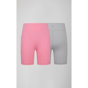 90 Degree By Reflex Girls 2 Pk Interlock Lanie Side Pocket Bike Short and Everyday Basic Bike Short - 1 of 4