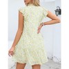Women's Babydoll Mini Dress Summer V Neck Flutter Sleeve Boho Floral Flowy Shift Short Dress - 2 of 2
