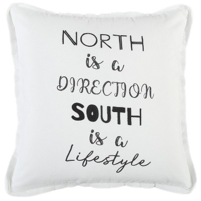 20"x20" Oversize Direction Poly Filled Square Throw Pillow - Rizzy Home: Modern Accent, Embroidered, Zipper Closure