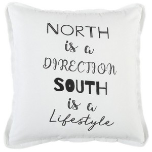 20"x20" Oversize Direction Poly Filled Square Throw Pillow - Rizzy Home: Modern Accent, Embroidered, Zipper Closure - 1 of 4