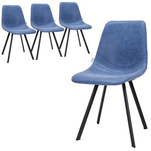 LeisureMod Markley Dining Chairs Modern Leather Kitchen Side Chairs with Metal Legs Set of 4 - 1 of 4
